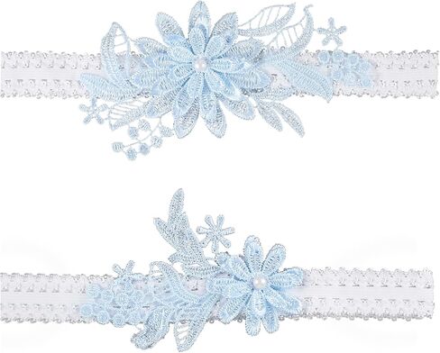 2 Pieces Bridal Lace Wedding Garter Sexy Bride Pearl Floral Stretch Prom Garter Women Wedding Legs Garter Set in Saudi Arabia