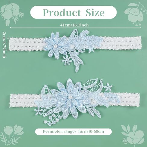 2 Pieces Bridal Lace Wedding Garter Sexy Bride Pearl Floral Stretch Prom Garter Women Wedding Legs Garter Set in Saudi Arabia