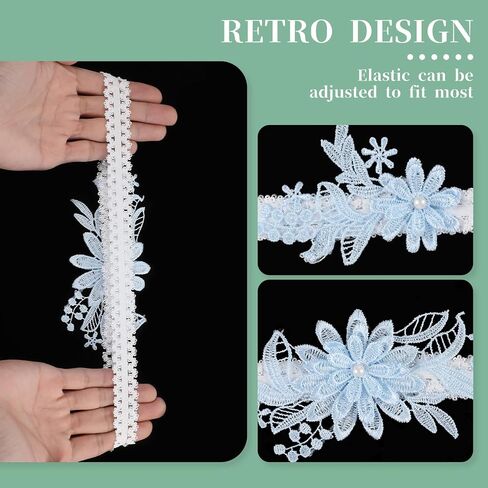 2 Pieces Bridal Lace Wedding Garter Sexy Bride Pearl Floral Stretch Prom Garter Women Wedding Legs Garter Set in Saudi Arabia