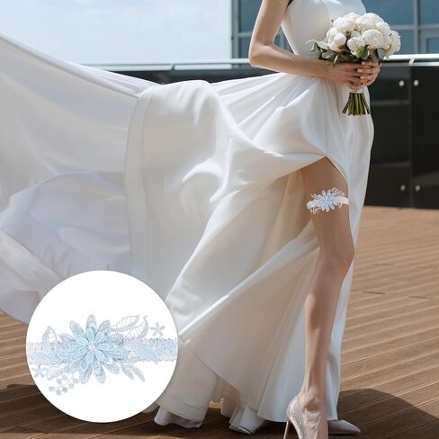 2 Pieces Bridal Lace Wedding Garter Sexy Bride Pearl Floral Stretch Prom Garter Women Wedding Legs Garter Set in Saudi Arabia