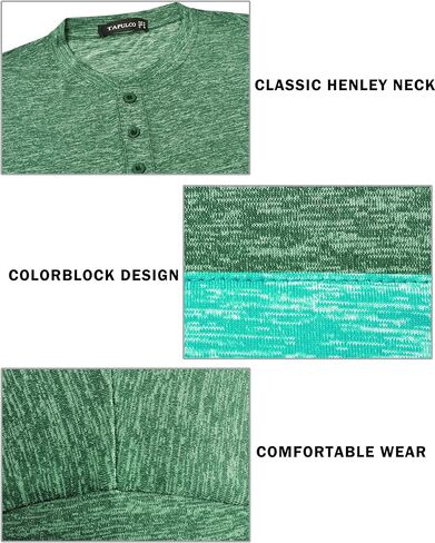 TAPULCO Collarless Golf Shirts for Men Quick Dry Color Block Breathable Soft Athletic Casual Daily T-Shirts in Kuwait