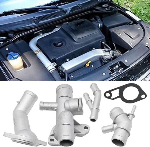 1J0121087E Cast Aluminum Coolant Flange Upgrade Kit Replacement for 2000-2005 VW Golf Mk4 Jetta Mk4, 2000-2002 TT, 06A121121C 06A121133J in Saudi Arabia
