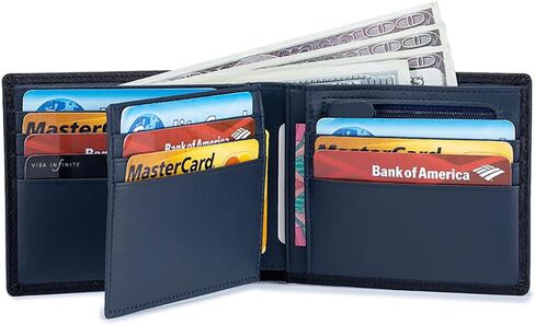 Men's Wallet Bifold Genuine Leather Rfid Blocking with 12 Card Slots Wallet for Men with Cash Slot 2 ID Window in Saudi Arabia