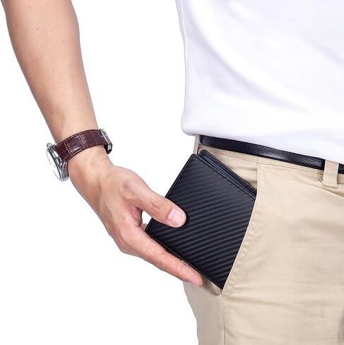 Men's Wallet Bifold Genuine Leather Rfid Blocking with 12 Card Slots Wallet for Men with Cash Slot 2 ID Window in Saudi Arabia