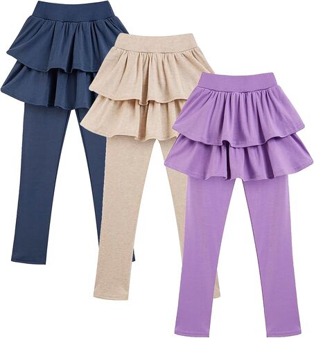 GUOGUOWU Girls School Uniform Pants Leggings with Skirts Stretch Warm Jegging 4-12 Years in Saudi Arabia