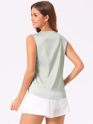 Womens Silk Satin Tank Tops V Neck Casual Sleeveless Blouses Summer Top in Saudi Arabia