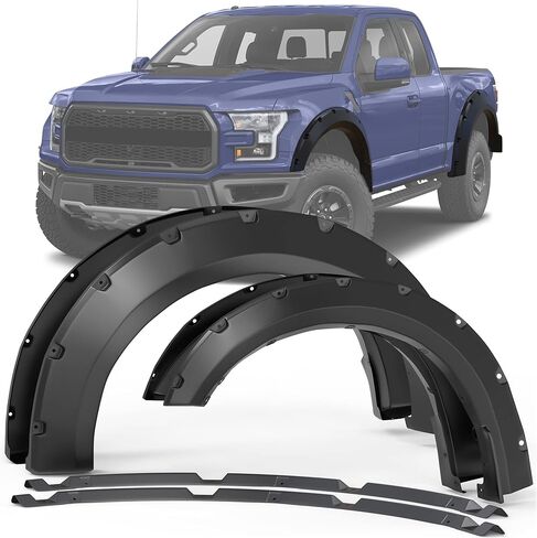 YITAMOTOR Fender Flares Fits 2018-2020 Ford F-150(Excludes Trucks with Technology Package), Pickup Front Rear Wheels Smooth Pocket Bolt-Riveted Style in Saudi Arabia