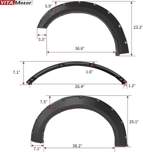 YITAMOTOR Fender Flares Fits 2018-2020 Ford F-150(Excludes Trucks with Technology Package), Pickup Front Rear Wheels Smooth Pocket Bolt-Riveted Style in Saudi Arabia