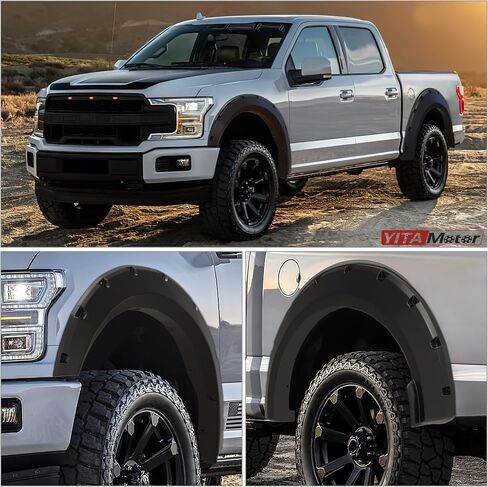 YITAMOTOR Fender Flares Fits 2018-2020 Ford F-150(Excludes Trucks with Technology Package), Pickup Front Rear Wheels Smooth Pocket Bolt-Riveted Style in Saudi Arabia