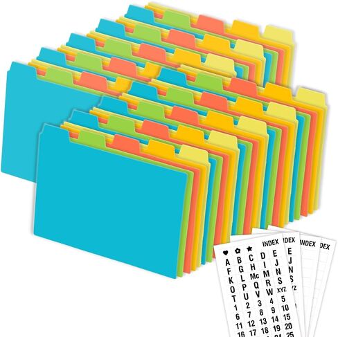 Chell 4x6 Plastic Index Card Dividers, Heavyweight Poly Index Card Guides A-Z for Flash Cards and Recipe Cards, with Alphabetical/Blank Stickers, Pack of 25 in Saudi Arabia