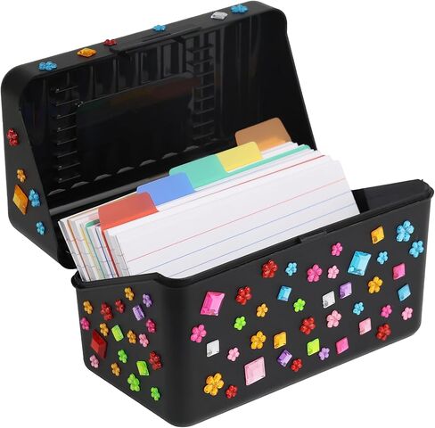 مجموعة حامل بطاقات مؤشر 3 × 5 مع 100 بطاقة فهرسة مسطرة ومقسمات الألوان منظم بطاقة الفهرس لبطاقات الدراسة وبطاقات الفلاش وبطاقات الملاحظات وبطاقات الوصفات وصندوق الملفات in Kuwait