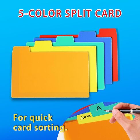 مجموعة حامل بطاقات مؤشر 3 × 5 مع 100 بطاقة فهرسة مسطرة ومقسمات الألوان منظم بطاقة الفهرس لبطاقات الدراسة وبطاقات الفلاش وبطاقات الملاحظات وبطاقات الوصفات وصندوق الملفات in Kuwait