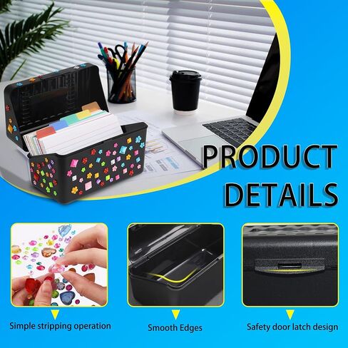 مجموعة حامل بطاقات مؤشر 3 × 5 مع 100 بطاقة فهرسة مسطرة ومقسمات الألوان منظم بطاقة الفهرس لبطاقات الدراسة وبطاقات الفلاش وبطاقات الملاحظات وبطاقات الوصفات وصندوق الملفات in Kuwait