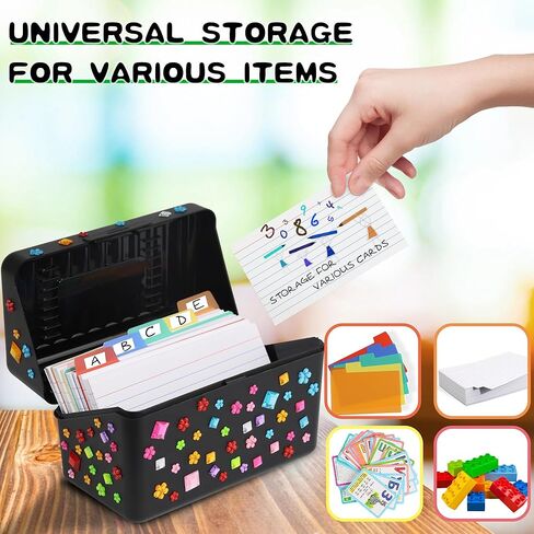 مجموعة حامل بطاقات مؤشر 3 × 5 مع 100 بطاقة فهرسة مسطرة ومقسمات الألوان منظم بطاقة الفهرس لبطاقات الدراسة وبطاقات الفلاش وبطاقات الملاحظات وبطاقات الوصفات وصندوق الملفات in Kuwait