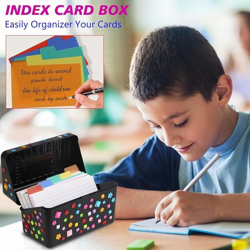 مجموعة حامل بطاقات مؤشر 3 × 5 مع 100 بطاقة فهرسة مسطرة ومقسمات الألوان منظم بطاقة الفهرس لبطاقات الدراسة وبطاقات الفلاش وبطاقات الملاحظات وبطاقات الوصفات وصندوق الملفات in Kuwait