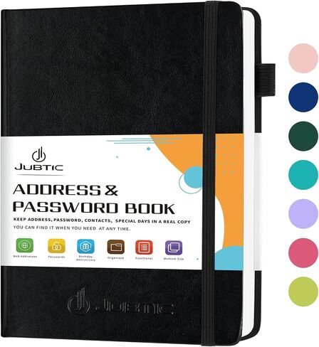 JUBTIC Address Book with Alphabetical Tabs - Small Password and Address Organizer Hardcover Contact Book for Women,Senior to Keep All Contacts, Passwords & Important Date Together in One Place - Green in Saudi Arabia