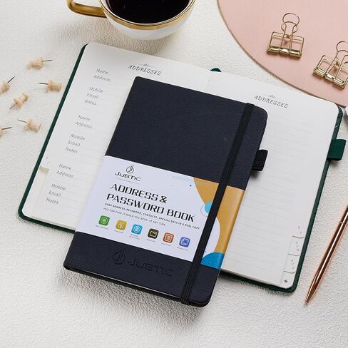JUBTIC Address Book with Alphabetical Tabs - Small Password and Address Organizer Hardcover Contact Book for Women,Senior to Keep All Contacts, Passwords & Important Date Together in One Place - Green in Saudi Arabia
