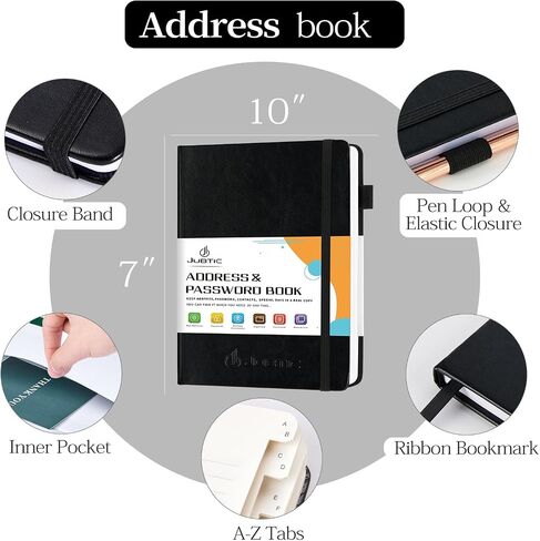 JUBTIC Address Book with Alphabetical Tabs - Small Password and Address Organizer Hardcover Contact Book for Women,Senior to Keep All Contacts, Passwords & Important Date Together in One Place - Green in Saudi Arabia