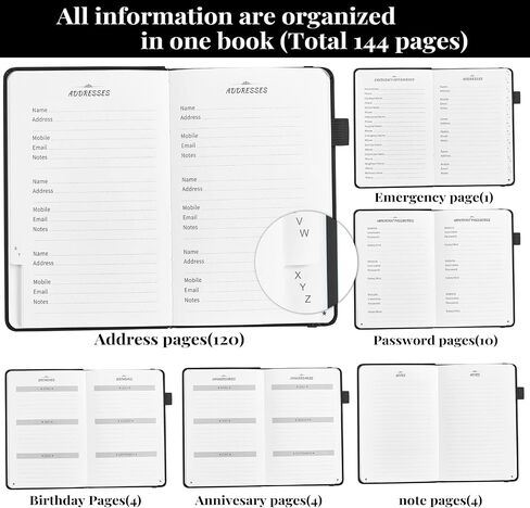 JUBTIC Address Book with Alphabetical Tabs - Small Password and Address Organizer Hardcover Contact Book for Women,Senior to Keep All Contacts, Passwords & Important Date Together in One Place - Green in Saudi Arabia