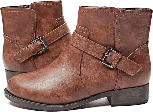 Veittes Women's Ankle Boots, Soft Design Chunky Heel Fashion Short Slip On Zipper Shoes. in Kuwait