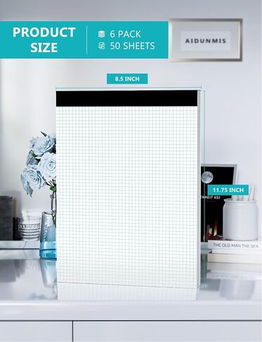 10 Pack Graph Paper Pad 8.5 x 11 Quadrille Pad 5x5 Blue Quad Rule Grid Notebook Paper 1/5 White Graph Paper 8-1/2 x 11 Grid Paper Pad 8.5 x 11 Square Engineering Paper Pads for Office - 50 Sheets/Pad in Saudi Arabia