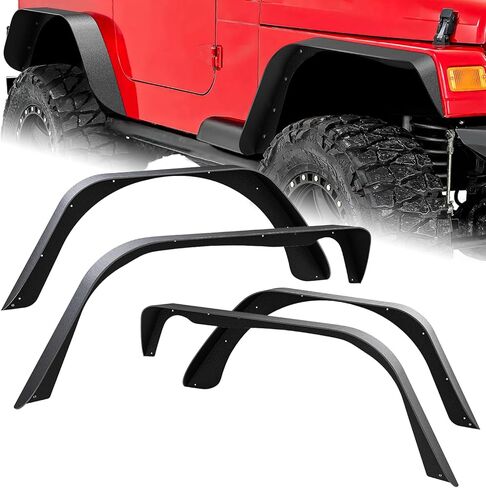 Nilight Off-Road Fender Flares Kit Compatible with 1997-2006 Wrangler TJ & LJ Heavy-Duty Solid Steel Black Textured Front Rear Flat 4 PCS in Saudi Arabia