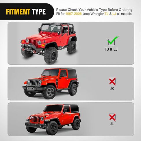 Nilight Off-Road Fender Flares Kit Compatible with 1997-2006 Wrangler TJ & LJ Heavy-Duty Solid Steel Black Textured Front Rear Flat 4 PCS in Saudi Arabia
