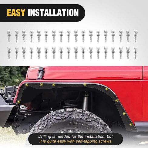 Nilight Off-Road Fender Flares Kit Compatible with 1997-2006 Wrangler TJ & LJ Heavy-Duty Solid Steel Black Textured Front Rear Flat 4 PCS in Saudi Arabia