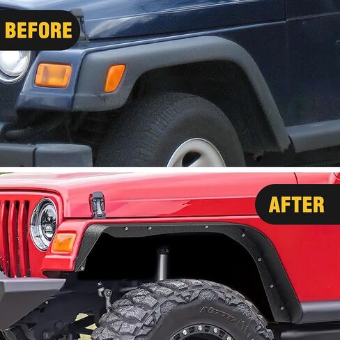 Nilight Off-Road Fender Flares Kit Compatible with 1997-2006 Wrangler TJ & LJ Heavy-Duty Solid Steel Black Textured Front Rear Flat 4 PCS in Saudi Arabia