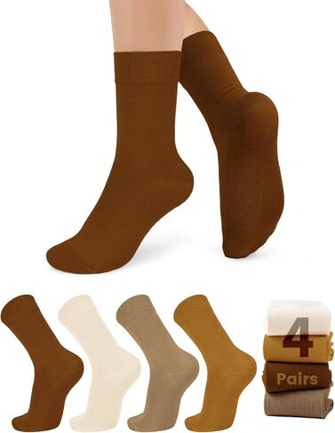 DHSO Women Thin Cotton Socks-Soft Cotton Seamless Toe Above Ankle Crew Socks 4 Pairs in Kuwait