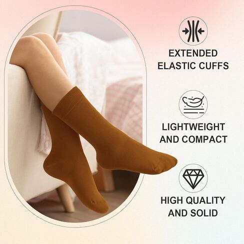 DHSO Women Thin Cotton Socks-Soft Cotton Seamless Toe Above Ankle Crew Socks 4 Pairs in Kuwait