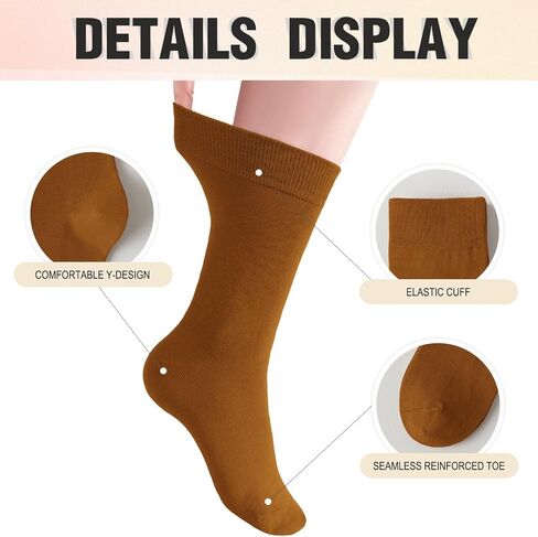 DHSO Women Thin Cotton Socks-Soft Cotton Seamless Toe Above Ankle Crew Socks 4 Pairs in Kuwait