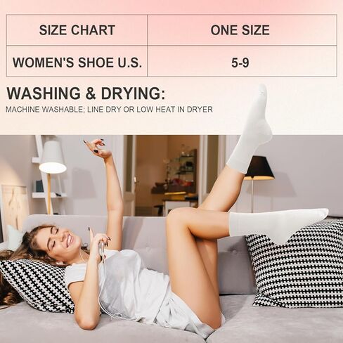 DHSO Women Thin Cotton Socks-Soft Cotton Seamless Toe Above Ankle Crew Socks 4 Pairs in Kuwait