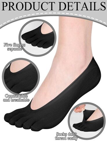Bencailor 10 Pairs Women Toe Socks Low Cut Toe Separator Socks 5 Toes No Show Toe Socks for Girls Athletic, 5 Colors in Saudi Arabia