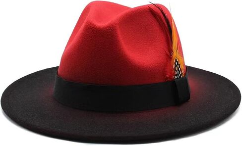 Fedora Hats for Women,Hats for Women Fashionable,Womens Fedora hat,GradientFeltpanama hat，Chain and Feather in Saudi Arabia