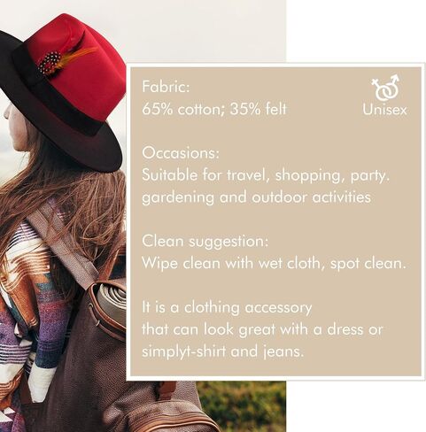 Fedora Hats for Women,Hats for Women Fashionable,Womens Fedora hat,GradientFeltpanama hat，Chain and Feather in Saudi Arabia