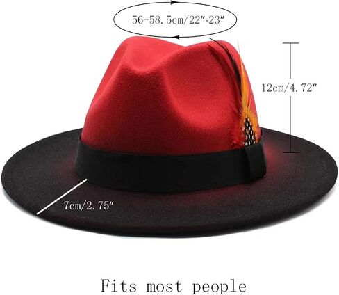 Fedora Hats for Women,Hats for Women Fashionable,Womens Fedora hat,GradientFeltpanama hat，Chain and Feather in Saudi Arabia