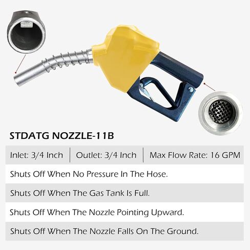 11B 3/4" NPT Automatic Fuel Nozzle | Max Flow Rate 16 GPM | Auto Shut Off Aluminum Alloy Diesel Petrol Transfer Nozzle – Red | For Gasoline, Diesel, Biodiesel, Kerosene in Saudi Arabia