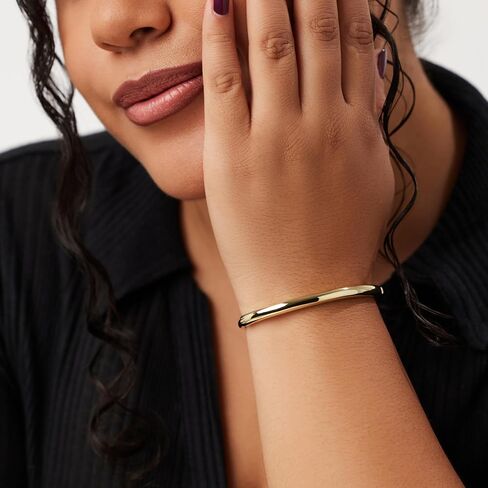 سوار آنا لويزا الذهبي - سوار برينلي مطلي بالذهب عيار 14 قيراط - سوار مقاوم للماء وخالي من التشويه - سوار دائرة ذهبية - أساور للنساء - أساور نسائية in Kuwait