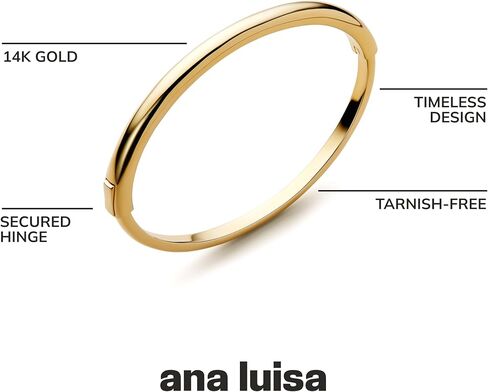 سوار آنا لويزا الذهبي - سوار برينلي مطلي بالذهب عيار 14 قيراط - سوار مقاوم للماء وخالي من التشويه - سوار دائرة ذهبية - أساور للنساء - أساور نسائية in Kuwait