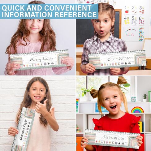 30 Colorful Desk Name Tags for Classroom (17x4) - Traditional Manuscript Name Plates - Student Name Tags for Desks Classroom Learning Handwriting Alphabet, Number Line, Colors, Shapes, Number in Saudi Arabia