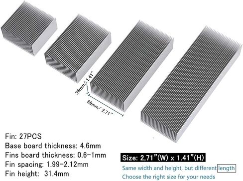 Large Aluminum Heat Sink 2.71"x2.71"x1.41"/ 69x69x36mm Heatsink High Power Cooling Plate 27 Fin Radiator GPU Cooler IC Module PC Computer Led PCB Charger Electronics Amplifier in Kuwait