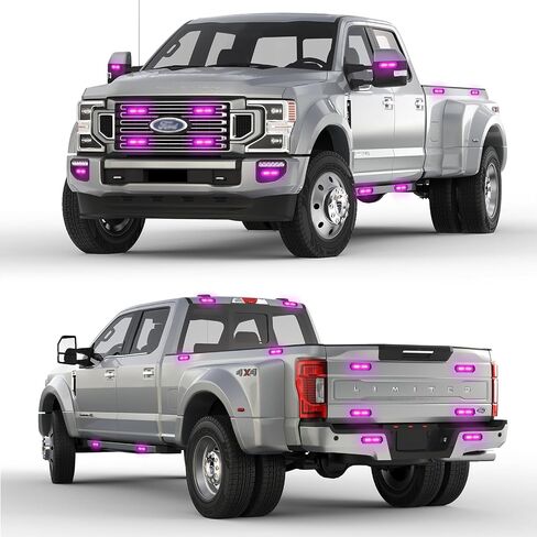 8-Pcs Purple LED Funeral Escort Emergency Strobe Grille Lights Bar, Ultra Slim Sync Feature Surface Mount Hazard Warning Flashing Light for Firefighter/Police/Trucks/Vehicles/Car in Saudi Arabia