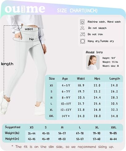 Girls Leggings with 2 Pockets Soft Stretchy Athletic Leggings for Girls Dance Workout Running Yoga Activewear in Saudi Arabia