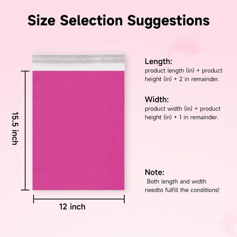 Pink Poly Mailers 14.5X19 100 Pack, Strong Adhesive Shipping Envelopes for Clothing/Shirt, Poly Bags for Small Businesses, Waterproof Mailing for Shipping, Packages Bags in Saudi Arabia