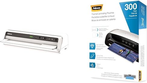 Fellowes Laminator Venus 2 125، آلة تصفيح سريعة 30-60 ثانية، مع مجموعة أكياس تغليف (5734801)، أسود، فضي، 5.1 بوصة × 21.3 بوصة × 8.2 بوصة in Kuwait