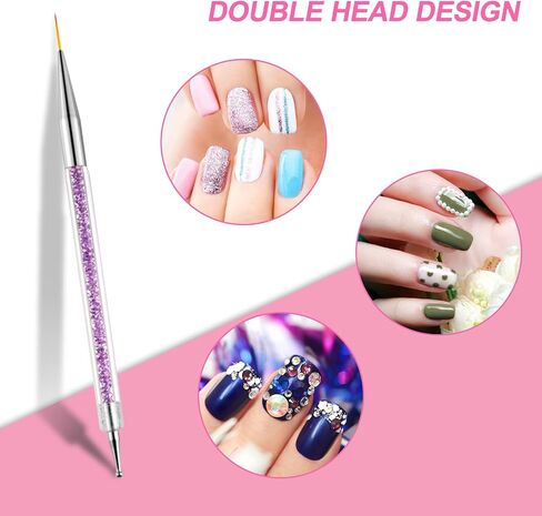 5 Pcs Doubel Ended Nail Art Brushes, Nail Art Liner Brushes, Pull Line Painted Pen Nail Dotting Tools Set, Nail Design Liner Brushes and Dotting Pen, for Diy Nail Art Designs in Saudi Arabia