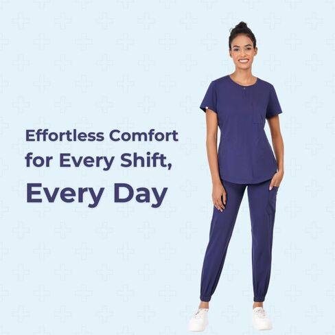 MIKAL Bottom Scrub for Women, Slim Fit with 6 Pockets Workwear Womens Scrubs, 100% Cotton Knitted Medical/Health Care Uniform Scrubs Bottom for Doctors, Dentists & Nurses -M (Navy) in Saudi Arabia