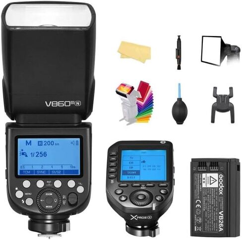 فلاش كاميرا Godox V860III-N Speedlite، TTL HSS 2.4G 1/8000s GN60 ومضات تثبيت الحذاء، ضوء تشكيل 5300K، مع بطارية ليثيوم أيون 2600 مللي أمبير في الساعة متوافقة مع كاميرات Nikon DSLR (إصدار مطور V860II-N) in Saudi Arabia