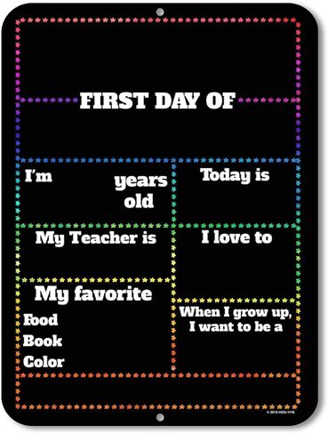 Honey Dew Gifts Chalkboard Style School Photo Prop Board, Kindergarten, Preschool, Reusable Tin Sign (First Day HDG-1115 9x12) in Saudi Arabia